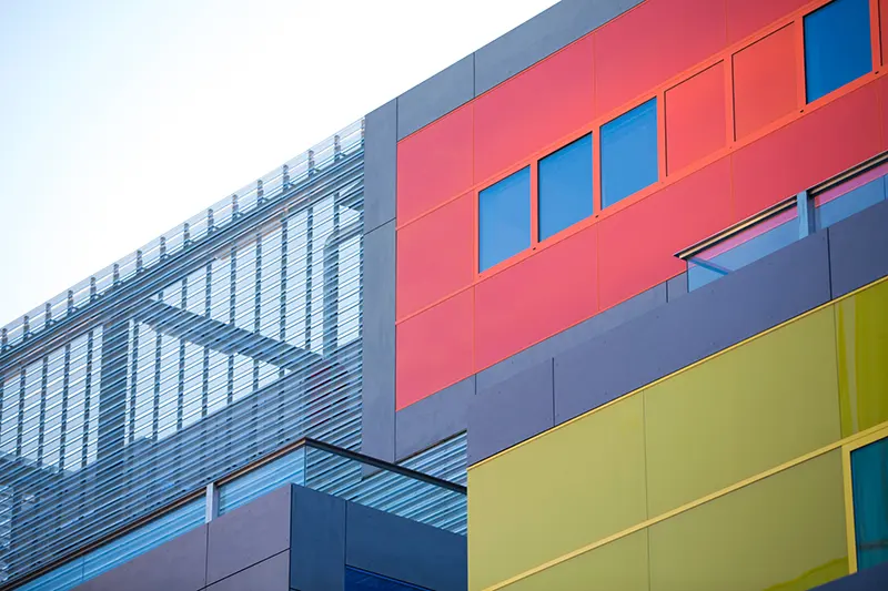 Commercial building with colorful exterior painting
